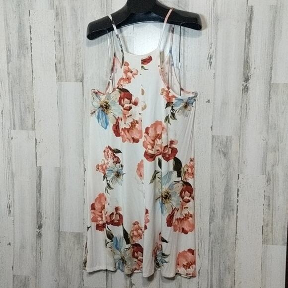 A. GAIN Cream Floral Strappy Sundress NEW 1X - Picture 2 of 8
